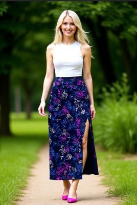 s.Oliver silk skirt size L 40 42 100% silk wrap skirt black pink blue