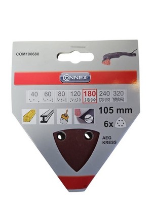 CONNEX Delta-Haftscheiben 105 mm gelocht  Korn 180 (6Stück ) Schleifpapier