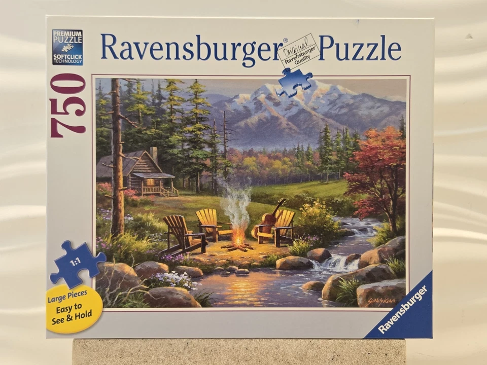 Puzzle 750 Pieces Ravensburger Riverside Livingroom 2020 Woods Mountains Fire - Image 2 of 4