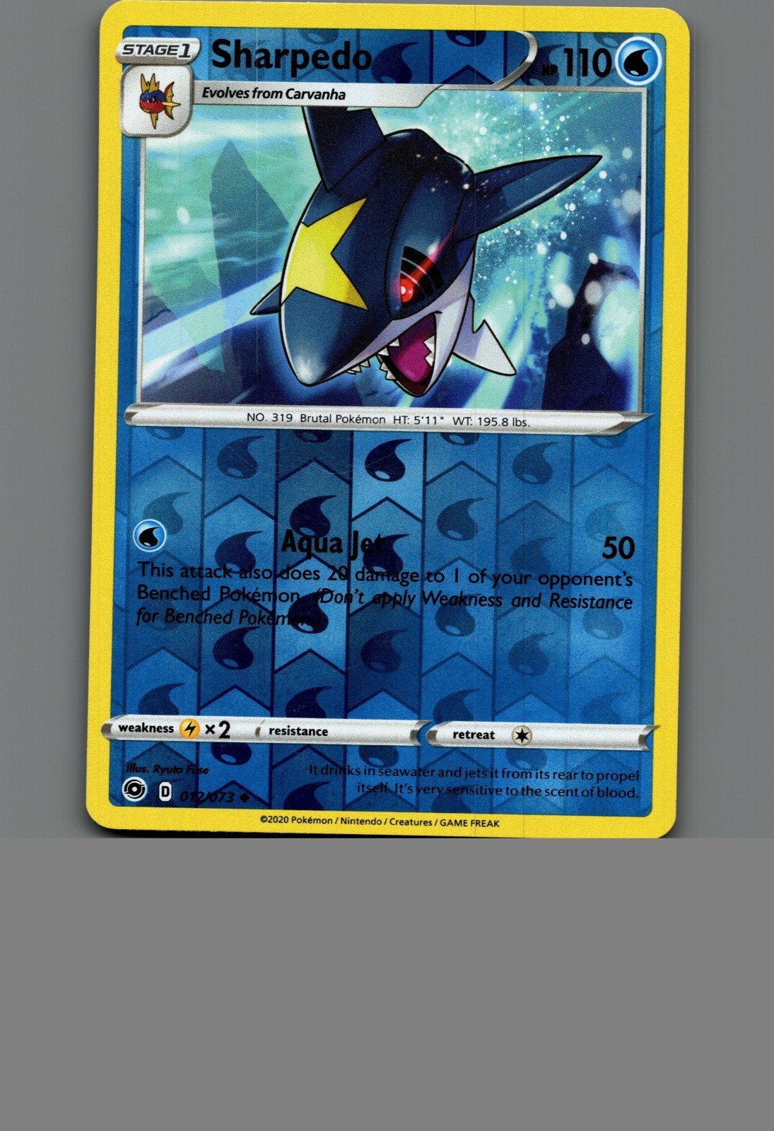 Sharpedo Reverse Holo Uncommon Champion's Path 12/73 NM Sharpedo Sharpedo