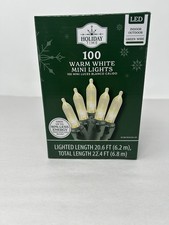 Holiday Time - 100 Warm White Mini LED Lights Green Wire