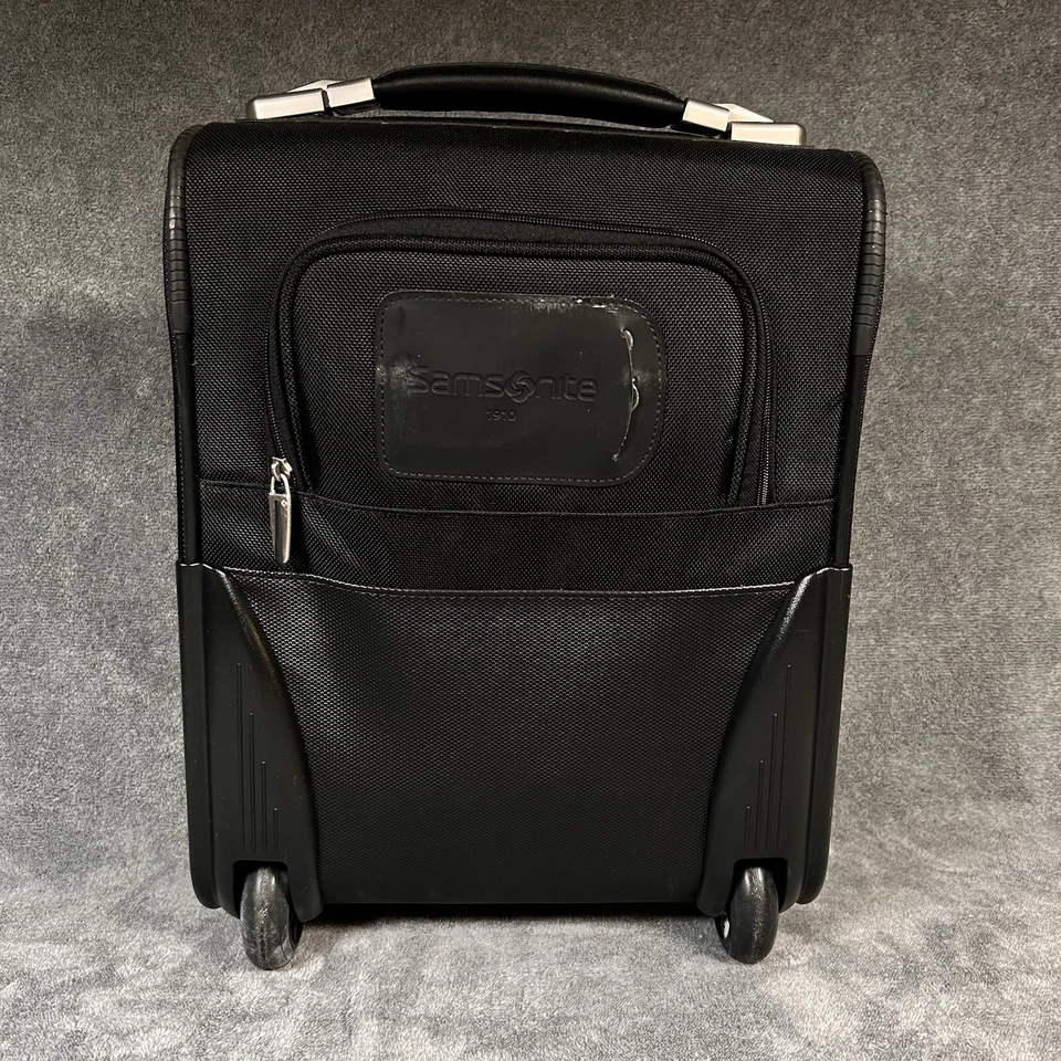 新秀丽随身行李箱万向轮行李箱黑色软侧 18 英寸皮革提手 — 第 3/4 张图片