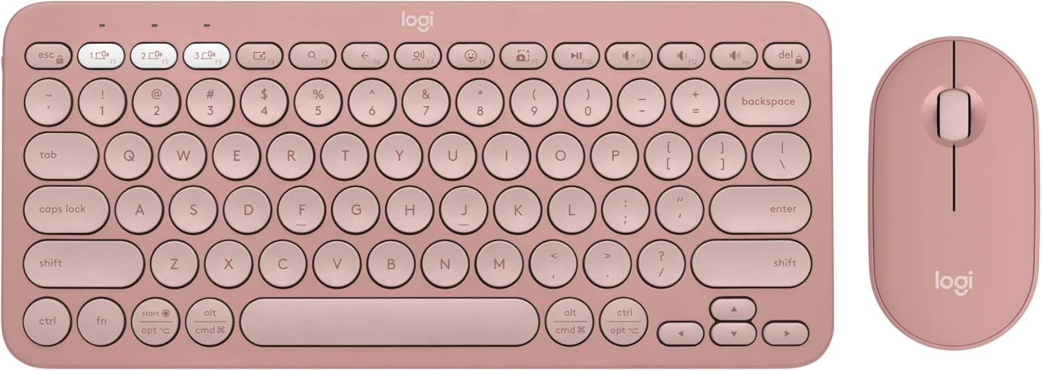 Logitech Pebble 2 Combo Wireless Keyboard Mouse Bundle Tonal Rose
