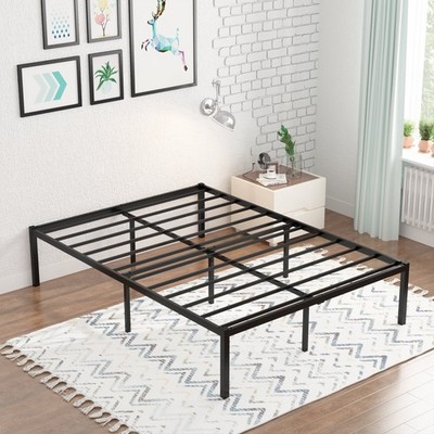 Queen Size Metal Bed Frame 18'' High Platfrom Beds Frames W/ Under-Bed Storage