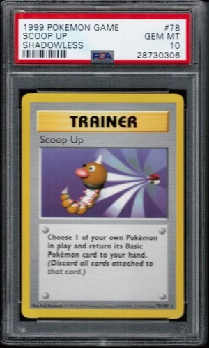 1999 Pokémon Scoop Up Shadowless 78/102 Base Set - PSA 10