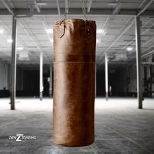 Cowhide Leather Boxing Punching Bag Heavy-Duty Bag MMA Kickboxing Training Bag