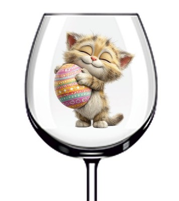 12x Ostern Katze Kätzchen Vinyl Aufkleber Abziehbild Becher Weinglas Flasche Laptop Becher