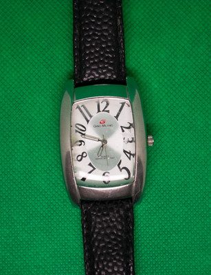Gino Milano Quartz Watch   Rectangular Case   Black Leather Band   Working
