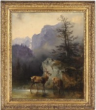 Hand Painted Classical Oil Painting Deer Animal Wall Art Wildlife Vintage style