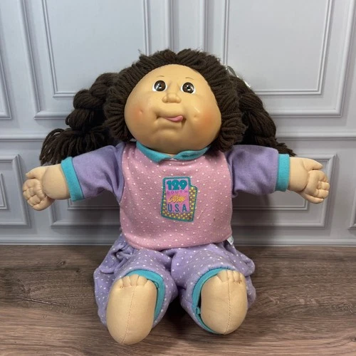 VTG Cabbage Patch Kids Doll 1989 Braids Brown Hair/Eyes Tongue Out O.A.A HM11