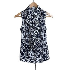 Anne Fontaine Ruffle Front Sleeveless Blouse ...