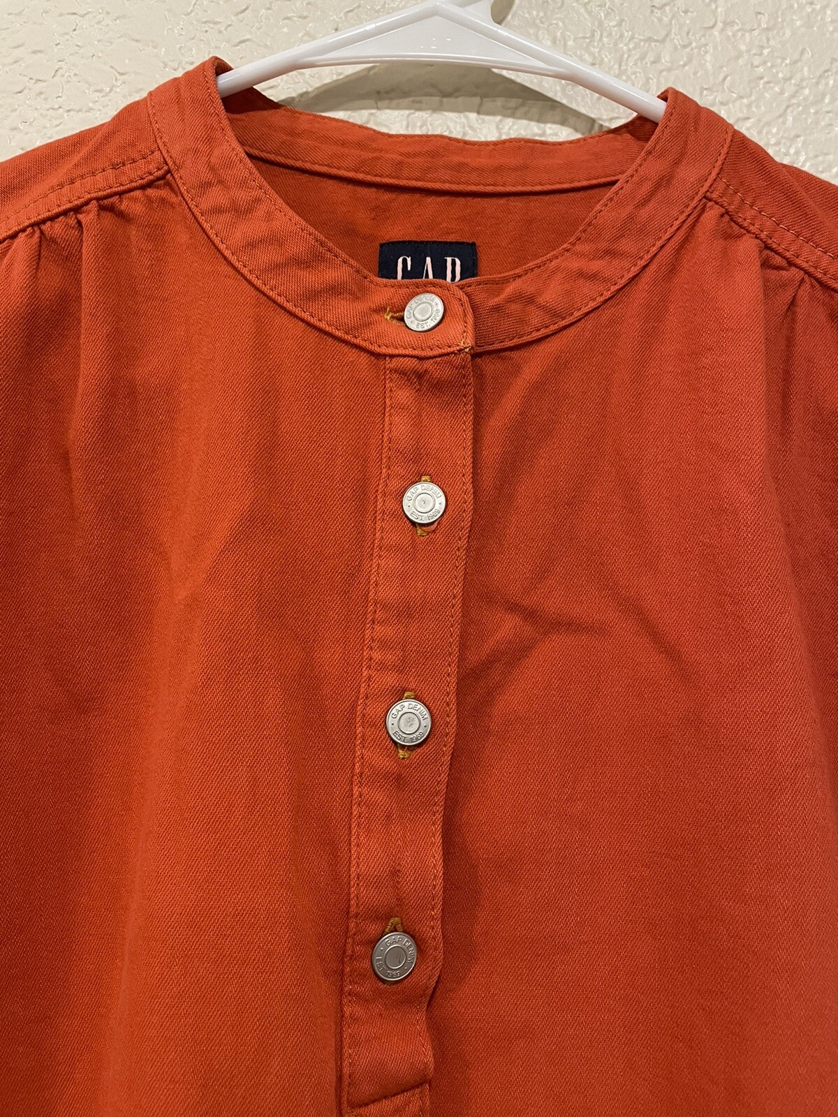 GAP Women's Small Half Button Down Orange Denim S… - image 2