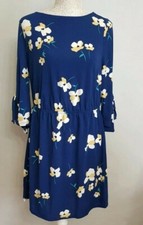 New Womens By Very Blue Floral Dress Uk 16