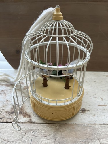 VTG Singing Chirping Blue Love Birds Metal Wire Cage Motion Activated Works BS - Picture 7 of 16