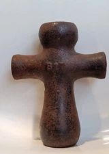 Curious Antique 9" Cast Iron Cross Bollard Mooring/Hay Budden/Nautical? MARKED