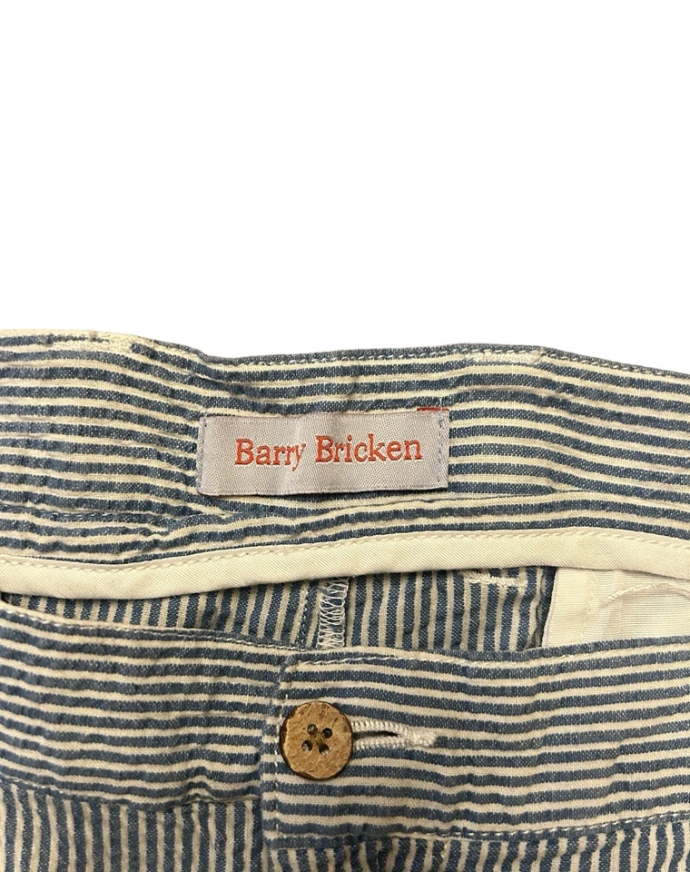 Pantalones Cortos BARRY BRICKEN Para Hombre Talla 38 Azul Rayas Seersucker Bordados Hula Niña Foto 3 de 4
