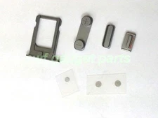 New GRAY Volum,Mute,Power Buttons, Sim Tray Set + Contact Shims for iPhone 5S~US