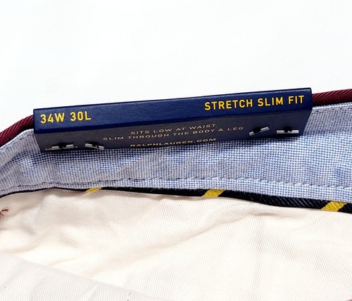 $99 Polo RALPH LAUREN Mens 34 30 Chino PANTS Red Wine Stretch SLIM FIT TROUSERS - 第 19/24 張圖片