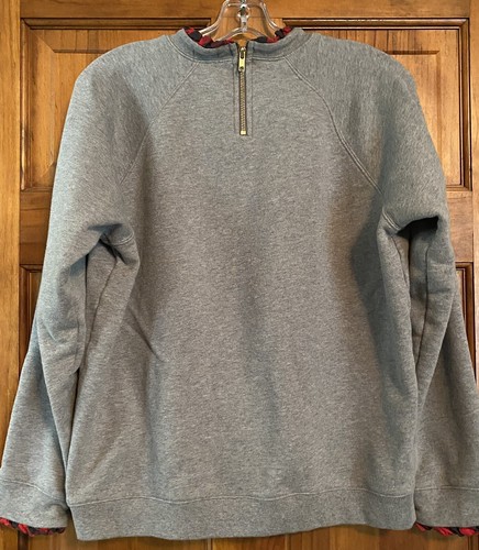 Sudadera J Crew Mujer XL Gris Manga Larga Rojo Volantes Escote Cremallera Espalda - Imagen 4 de 7