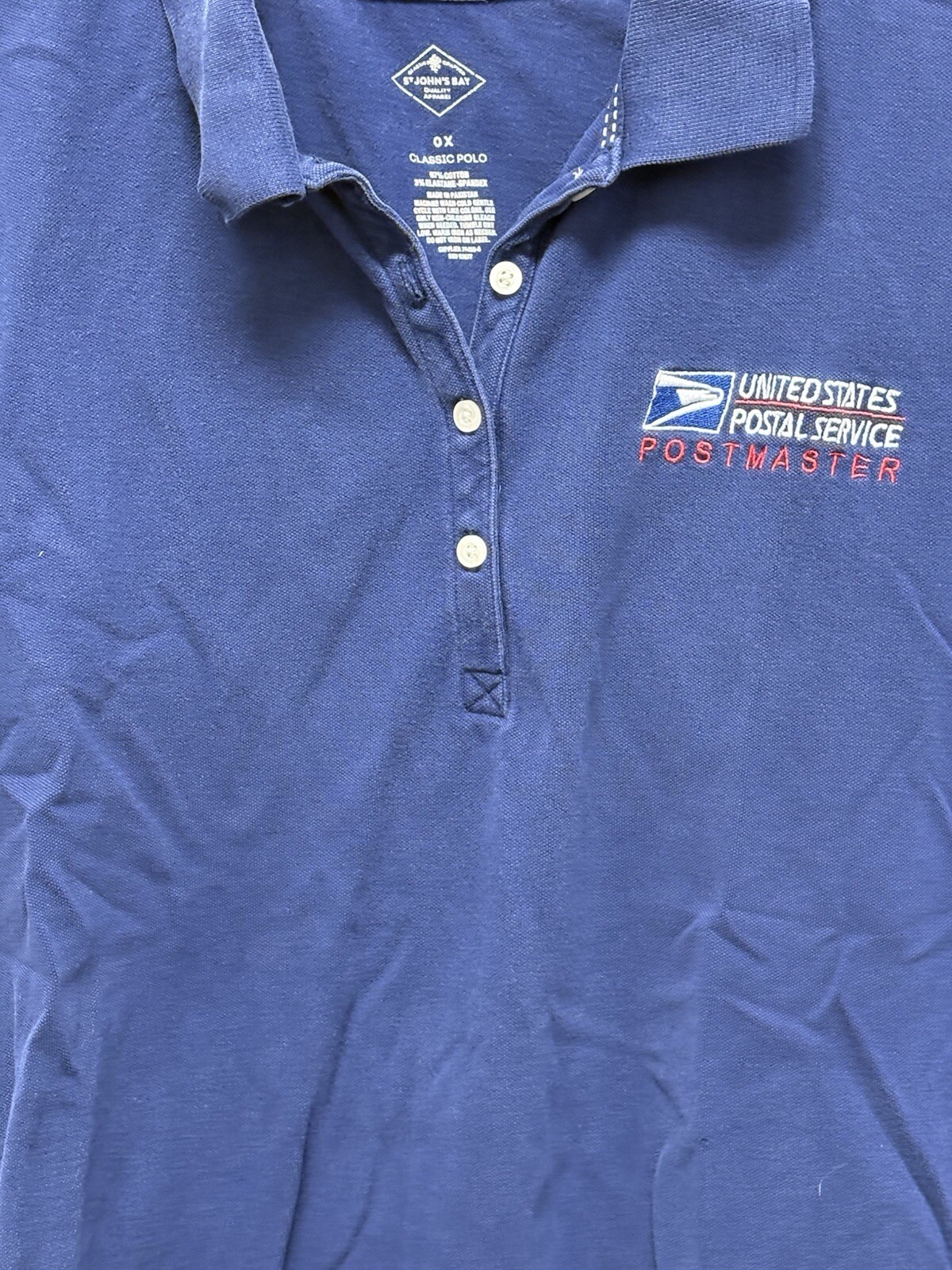 Postmaster Blue USPS Postmaster Postal Polo Shirt Size 0X XL Navy Blue S/S St John’s ...