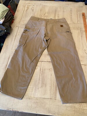 Carhartt 40x30 Mens Khaki Brown Relaxed Fit Canvas Work Pants Workwear