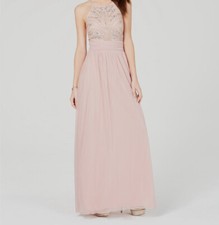 $140 Speechless Juniors' Pink Beaded Halter Shirred Waist Formal Dress Size 7