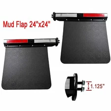 2PCS Universal Mud Flap 24"*24"&1.125" Black Spring Loaded Hanger for Semi Truck