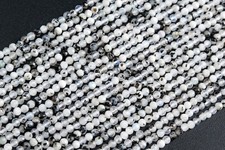2-3MM Genuine Natural Rainbow Moonstone Grade A Faceted Round Loose Beads 15.5"