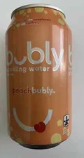Unopened can of peach Bubly (Canada, bilingual, ayyy on the tab)
