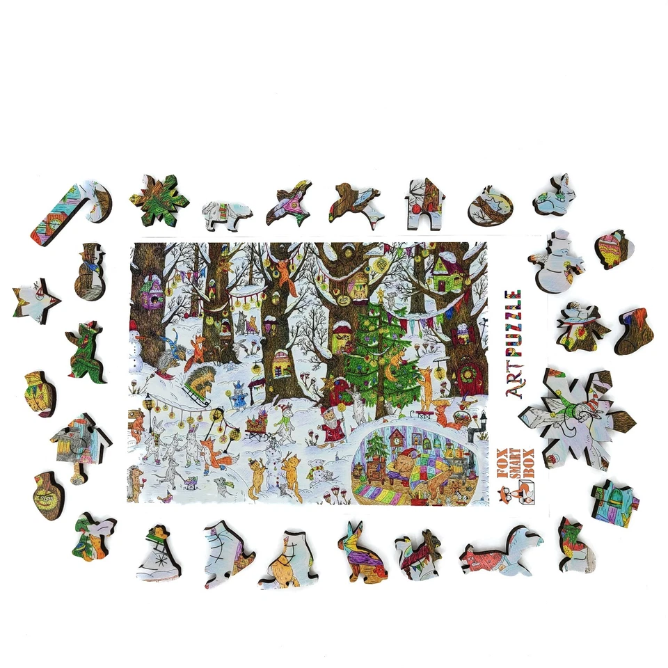 Wooden Jigsaw Puzzle for Adults by FoxSmartBox -245 pieces- Fairy Forest. Winter - Image 4 of 4