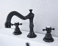 Oil Rubbed Bronze Widespread Bathroom Sink Faucet 3 Holes 2 Handles Mixer Tap