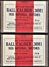 FRANKFORD ARSENAL CAL. .30 1935 NATIONAL MATCHES NEW REPLICA 20 ROUND AMMO BOXES