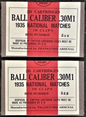 FRANKFORD ARSENAL CAL. .30 1935 NATIONAL MATCHES NEW REPLICA 20 ROUND AMMO BOXES