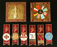 ORG SOVIET Russia USSR 1979 World Hockey Championship in Moscow Badges set #726