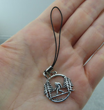 BIG FOOT Cell Phone Charm Yeti Sasquatch Antique Silver Tone Novelty Kitsch Gift