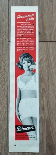 Original Advertising Advertising 1962 Pulmonet Bra, Bodice Underwear, Lingerie