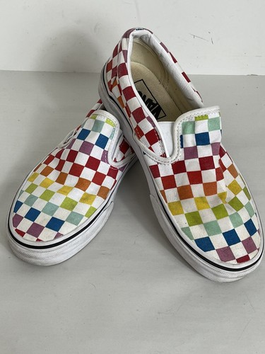 rainbow checkered vans size 5
