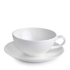 Sabine Teetasse groß mit Untertasse 0,25 L Fine Bone China Porzellan weiß