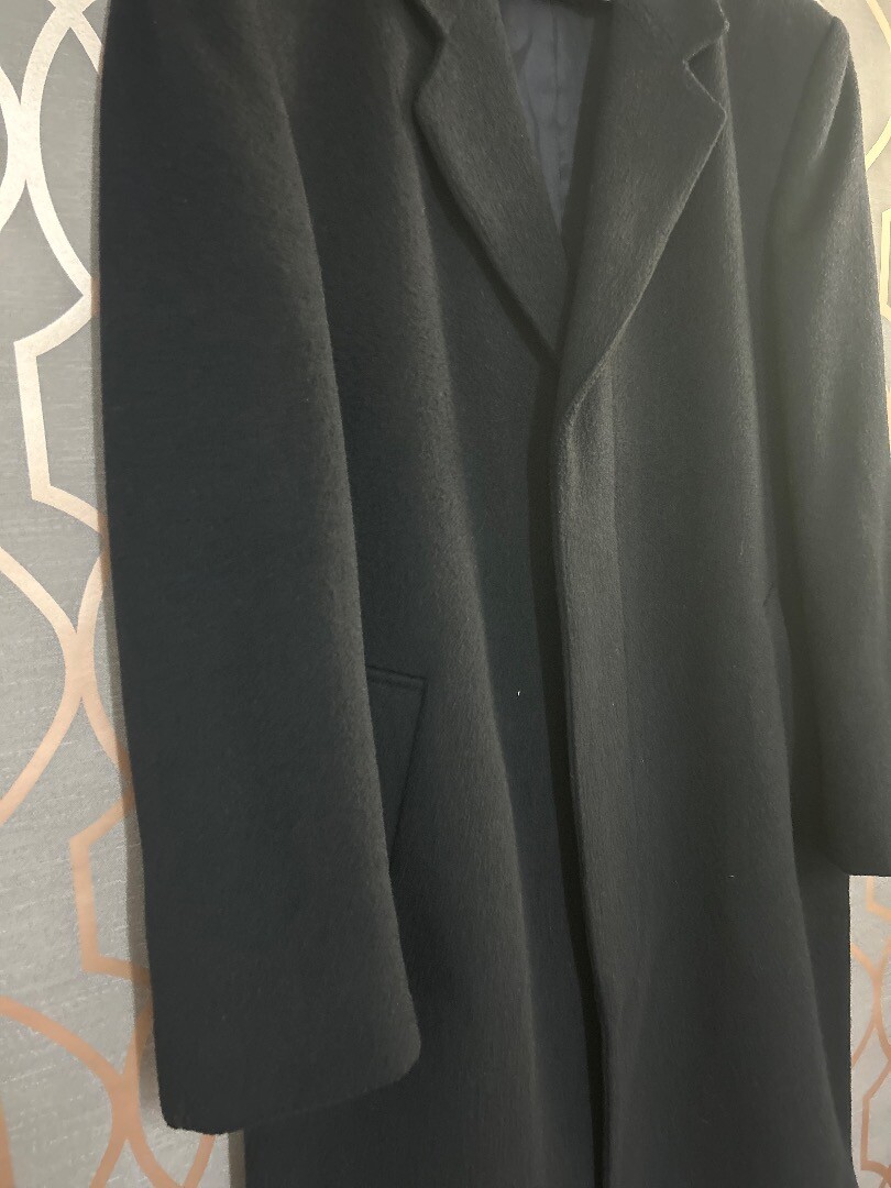VITAS Vintage Mens Long Black Wool & Cashmere Coat UK L CG S42 eBay