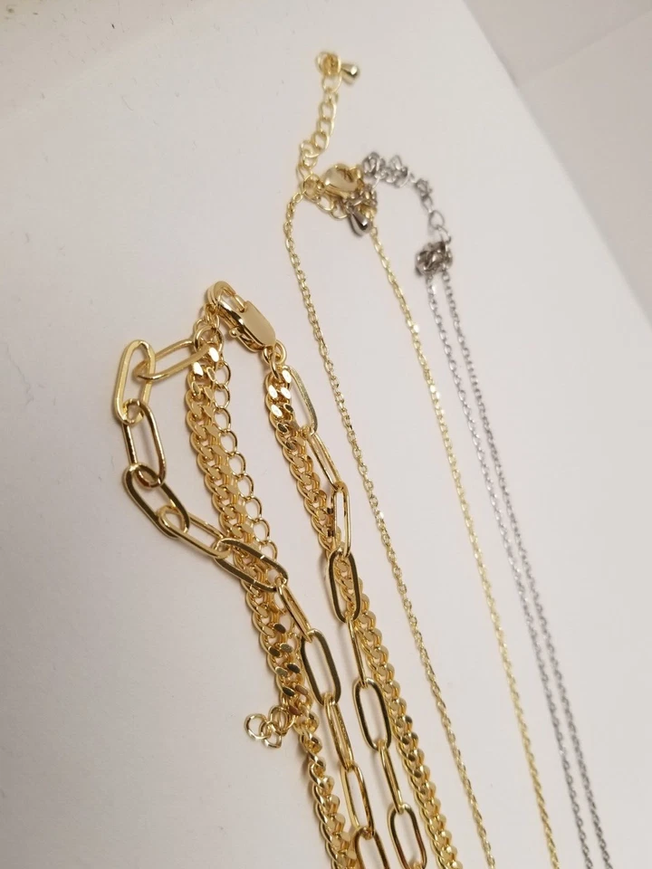 Collares Pavoi chapados en oro amarillo y blanco de 14k diferentes estilos (lote de 3) Foto 3 de 4