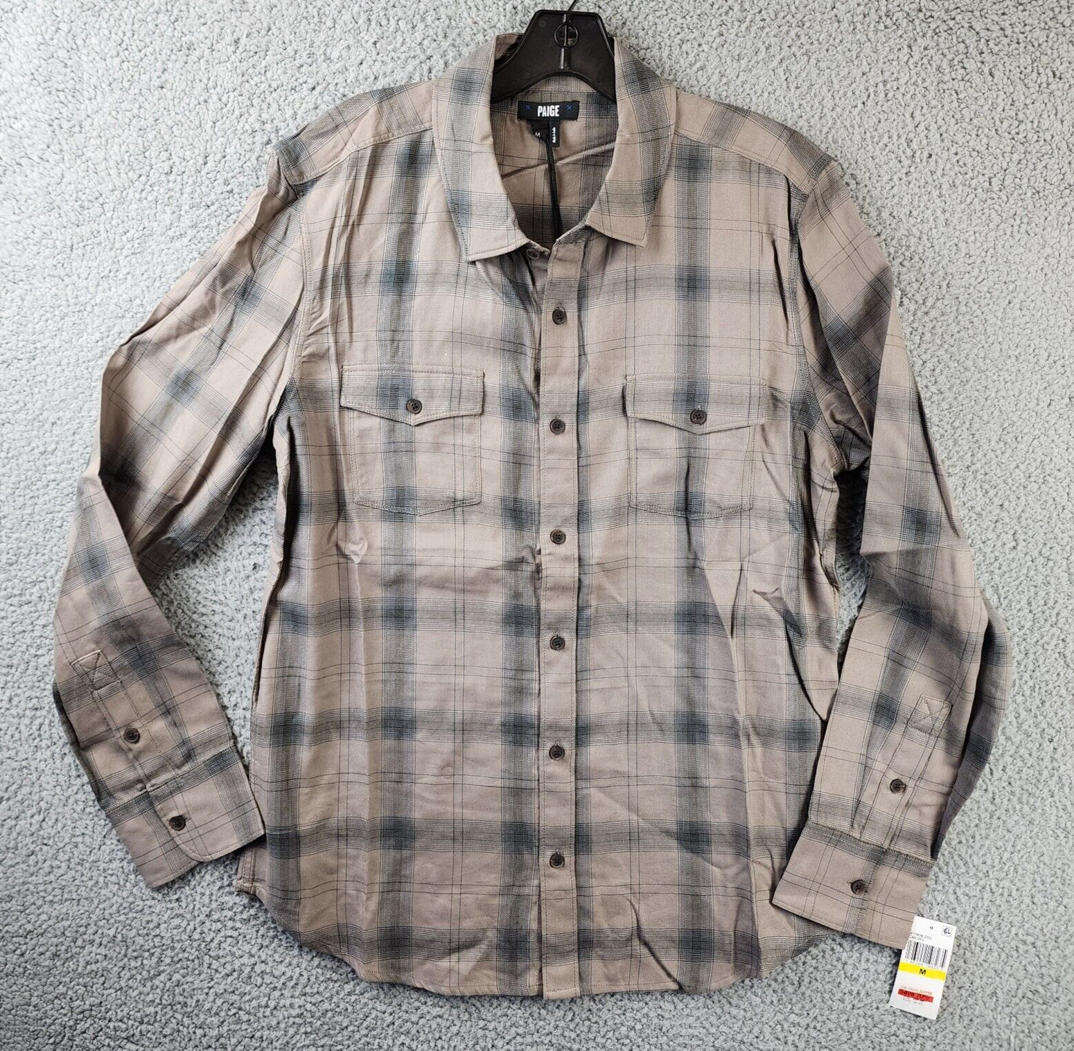 Мужская клетчатая фланелевая рубашка на пуговицах с длинным рукавом PAIGE Everett, цвет Дубовый Скай