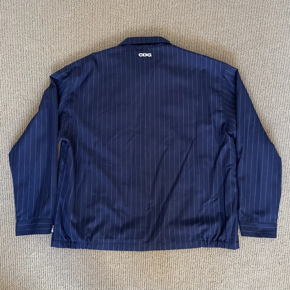 Chaqueta Stussy X CDG Pin Rayas Azul Trucker Comme Des Garçons Foto 3 de 3