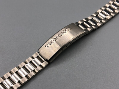VINTAGE NOS TECHNOS SWISS STEEL 12mm LADIES WATCH DIVER BRACELET STRAP BAND