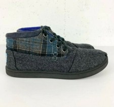 Toms Boy Girl Kids Youth Blue Tartan Botas Size Y 3