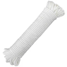 Nylon Rope 100 Feet White Nylon Rope 1/4 Inch Solid Braided Rope Thick Strong...