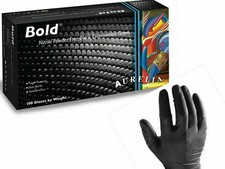 AURELIA BLACK BOLD STRONG NITRILE GLOVES  Mechanic  Tattooist  Piercing 