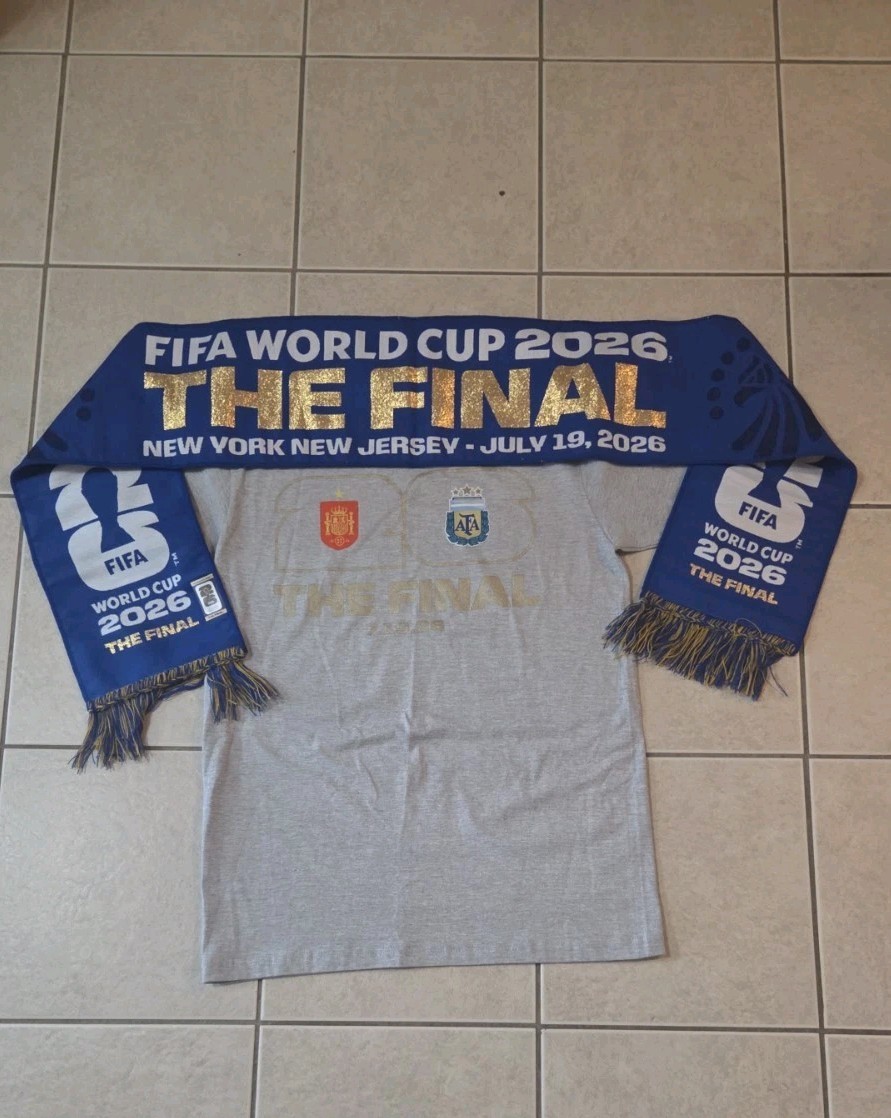 Official FIFA World Cup 2026 Final Spain Argentina T-Shirt And Scarf Bundle