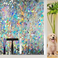 Window Privacy Film Stained Glass Window Film Decorative for Glass, 3D Rainbo...