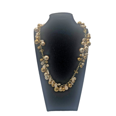 LOFT Gold Tone Faux Pearl Beaded Womens Statement Necklace Lobster Clasp 30 In