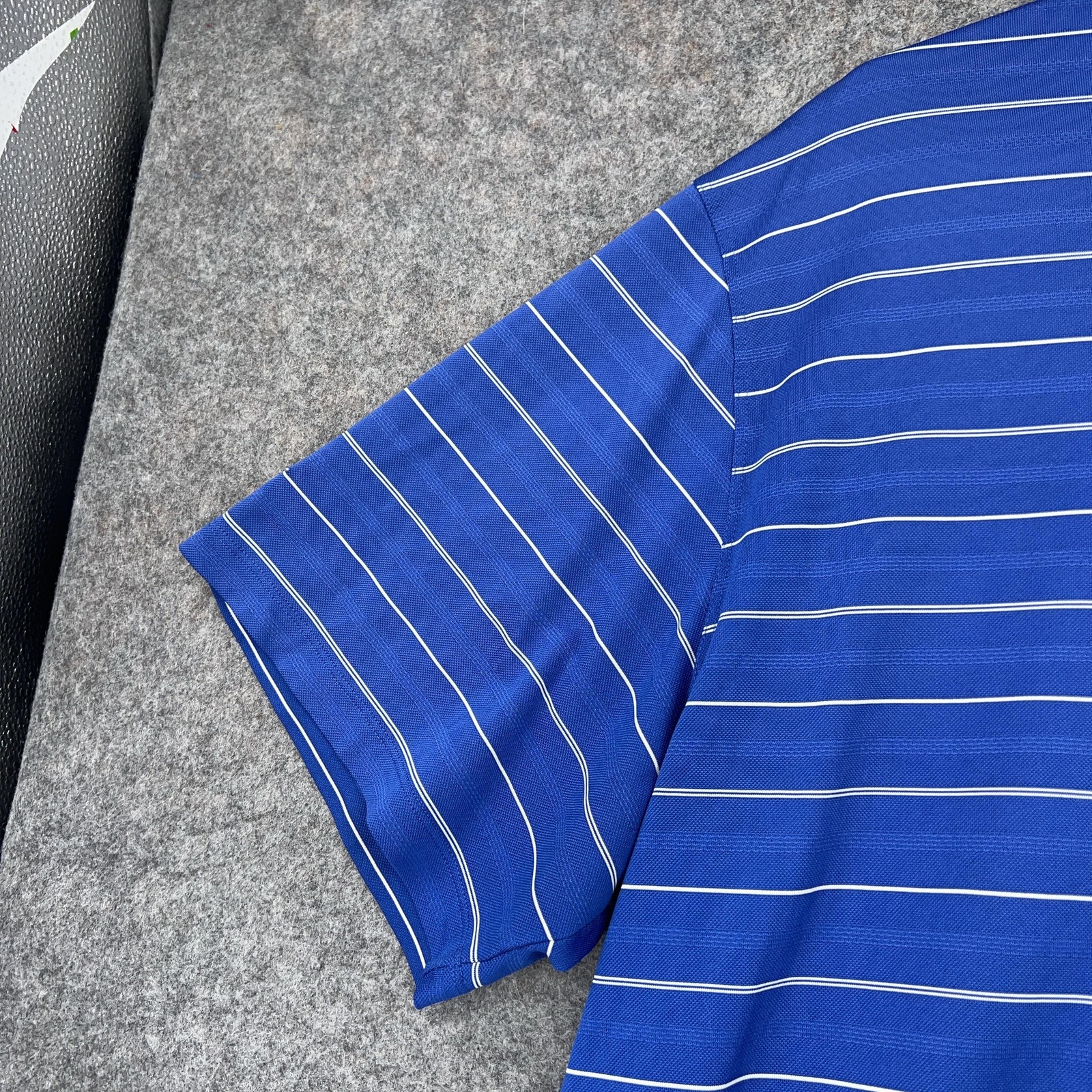 Nike Golf Polo Shirt Mens 2XL Blue Stripe Performance Golf Moisture Wicking thumbnail 12